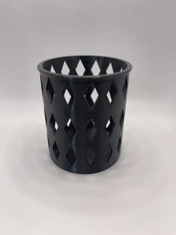 Zwart 3D-geprint pennenbakje met ruitpatroon